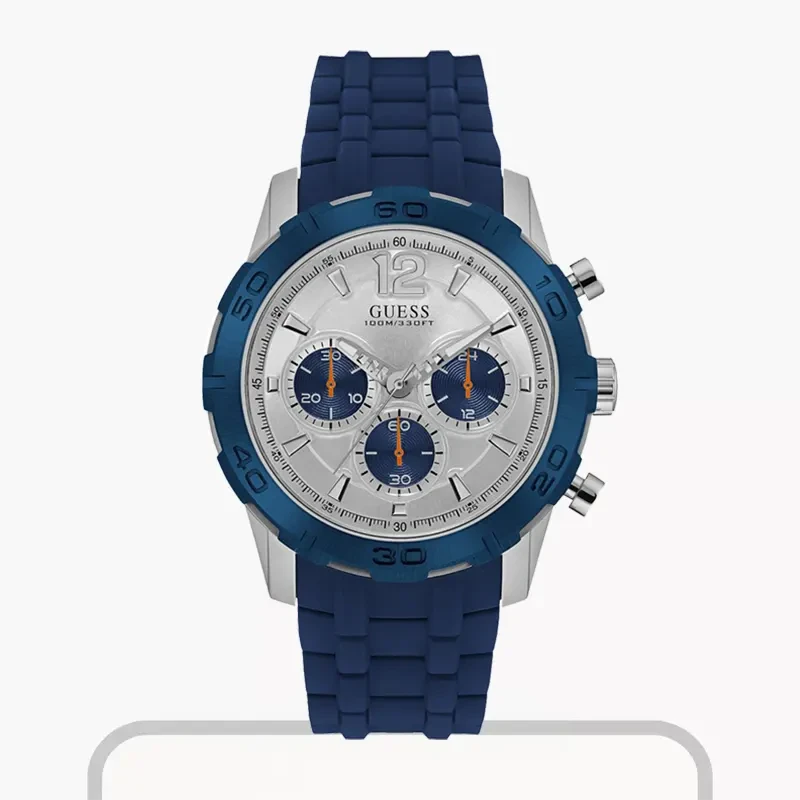 Guess Caliber Chronograph White Dial Blue Strap Men’s Watch- W0864G6